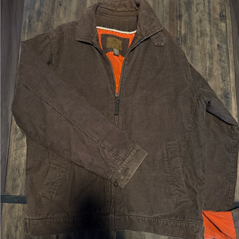 Faded Glory Men's Brown Corduroy Jacket with Orange Lining